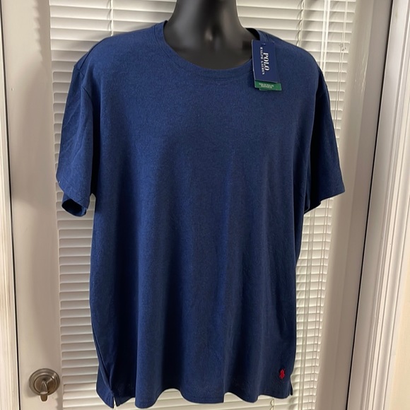 Polo Navy Mesh Stretch Moisture Wicking Short Sleeve Tagless Crewneck T-Shirt - Picture 2 of 8